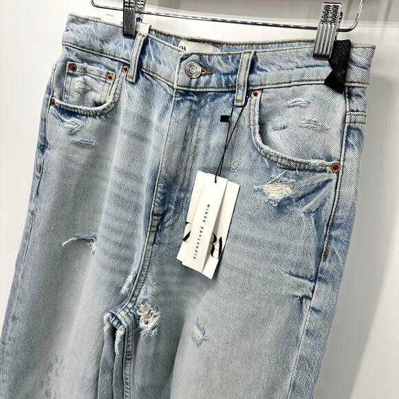 Zara Light Blue Flare & Wide Leg Jeans. NWOT - Picture 3 of 10